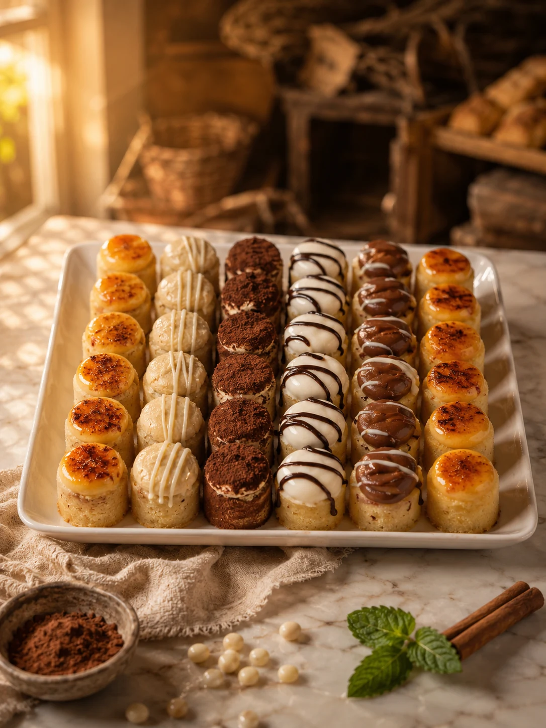 Piononos surtidos: clásicos, dulce de leche, tiramisú, yogurt y chocolate