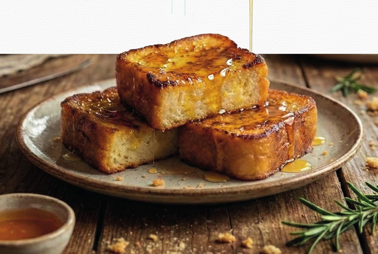 Torrijas tradicionales en pan de molde con miel